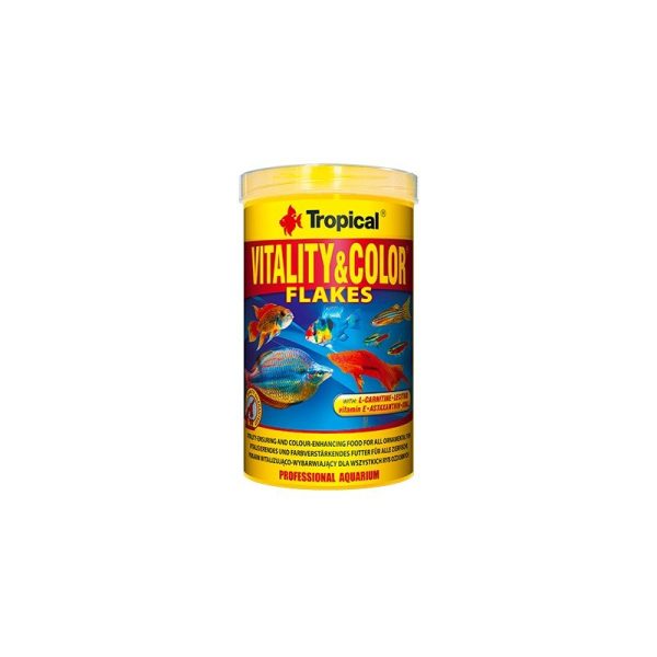 suchy pokarm w płatkach dla ryb akwariowych vitality color tropical